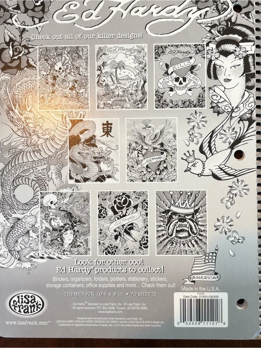 Ed Hardy Set of Three Spiral Notebooks school Supplies Collectibles
